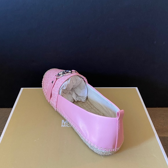 Michael Kors Rory MK Logo Shell Pink Slip On Espadrille Shoes Flats Loafers NEW - Picture 6 of 7